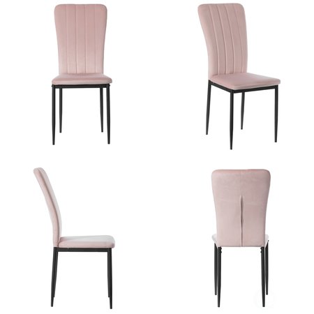Fabulaxe Pink Modern And Contemporary Tufted Velvet Upholstered Accent Dining Chair, PK 4 QI004061.PK.4